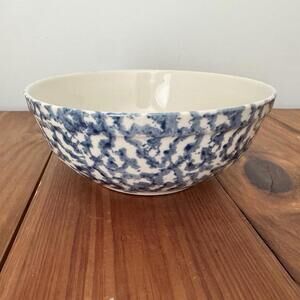Gibson Blue Cobalt Sponge Splatterware Bowl Cottagecore Farmhouse Stoneware